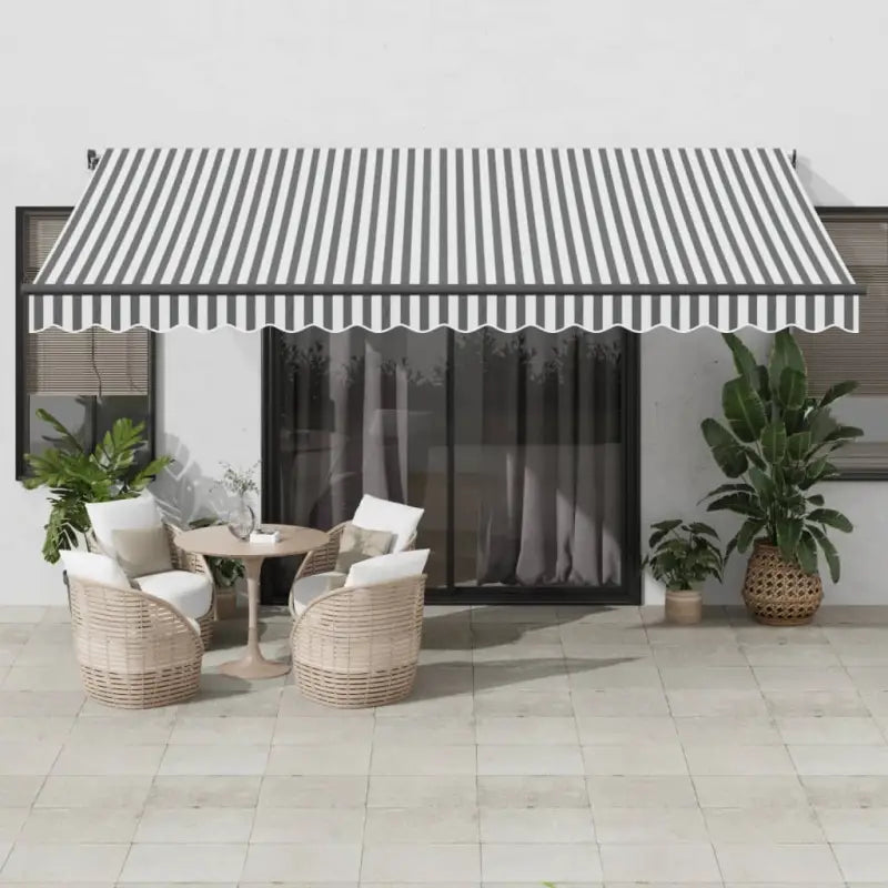 Uitschuifbare luifel met gepoedercoat aluminium voor buitenruimte - Antraciet en wit / 450 x 350 cm / 1 - Zonwering