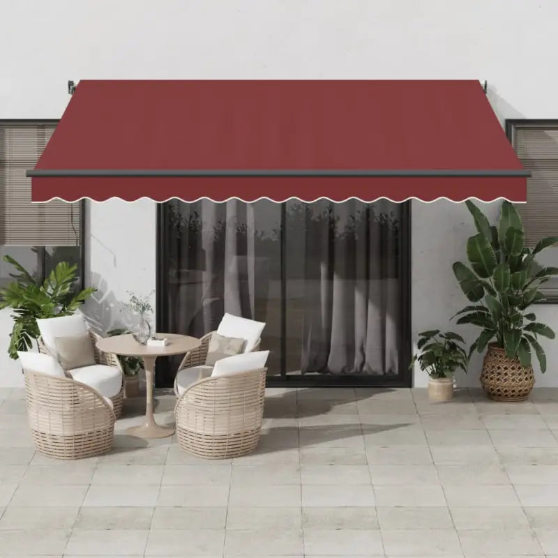 Uitschuifbare luifel met gepoedercoat aluminium voor buitenruimte - Bordeauxrood / 400 x 350 cm / 1 - Zonwering
