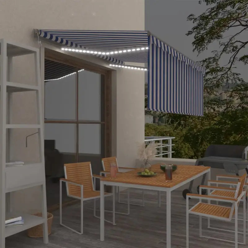 Uitschuifbare luifel met gepoedercoat aluminium voor buitenruimte - Blauw en wit / 3 x 2.5 m / 1 - Zonwering