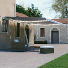 Uitschuifbare luifel met gepoedercoat aluminium voor koele buitenruimte - Blauw en wit / 500 x 300 cm / 1 - Zonwering