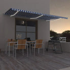 Uitschuifbare luifel met gepoedercoat aluminium voor koele buitenruimtes - Blauw en wit / 600 x 350 cm / 1 - Zonwering