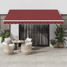 Uitschuifbare luifel met gepoedercoat aluminium voor koele buitenruimtes - Bordeauxrood en wit / 400 x 300 cm / 1