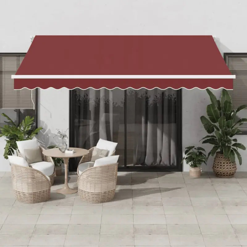 Uitschuifbare luifel met gepoedercoat aluminium voor koele buitenruimtes - Bordeauxrood en wit / 400 x 300 cm / 1