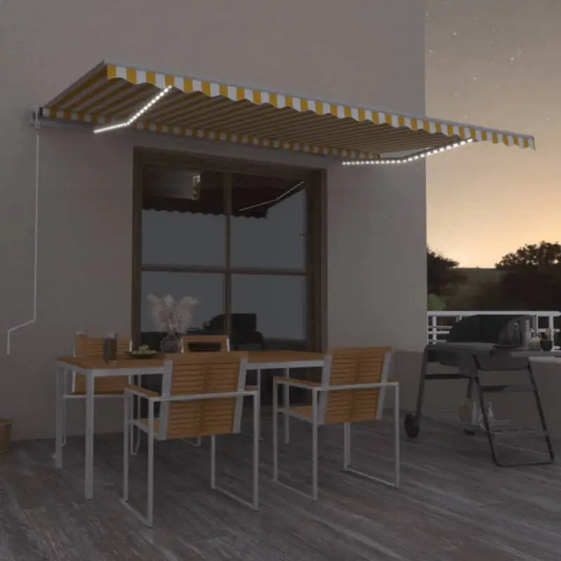 Uitschuifbare luifel met gepoedercoat aluminium voor koele buitenruimtes - Geel en wit / 500 x 350 cm / 1 - Zonwering