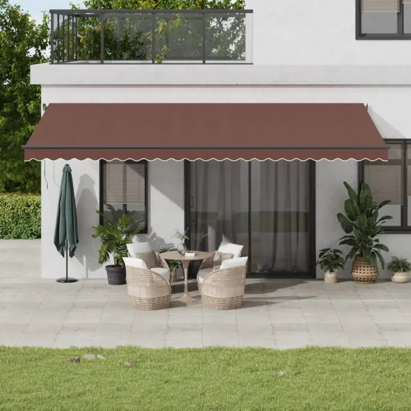 Uitschuifbare luifel met gepoedercoat aluminium voor koele buitenruimte - Bruin / 600 x 350 cm / 1 - Zonwering
