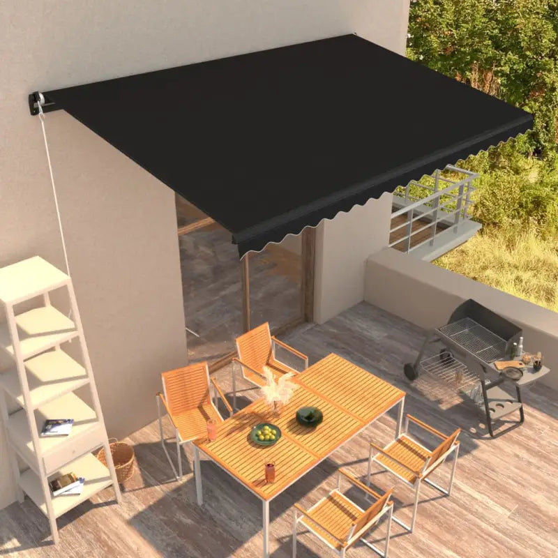 Uitschuifbare luifel met gepoedercoat aluminium voor koele buitenruimte - Antraciet / 450 x 300 cm / 1 - Zonwering