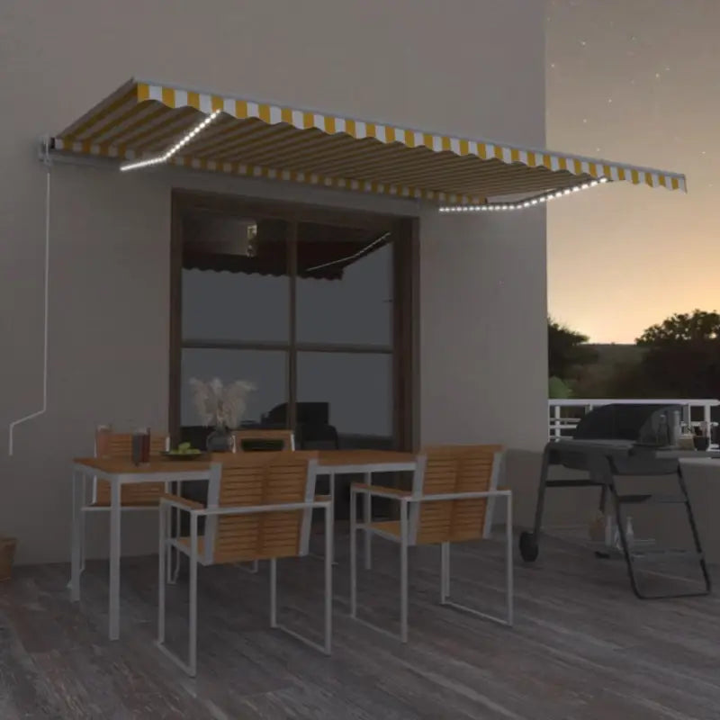 Uitschuifbare luifel met gepoedercoat aluminium voor koele buitenruimtes - Geel en wit / 500 x 300 cm / 1 - Zonwering