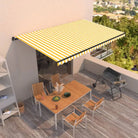 Uitschuifbare luifel met gepoedercoat aluminium voor koele buitenruimte - Geel en wit / 500 x 350 cm / 1 - Zonwering