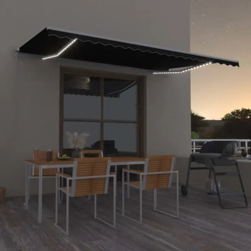 Uitschuifbare luifel met gepoedercoat aluminium voor koele buitenruimtes - Antraciet / 500 x 350 cm / 1 - Zonwering