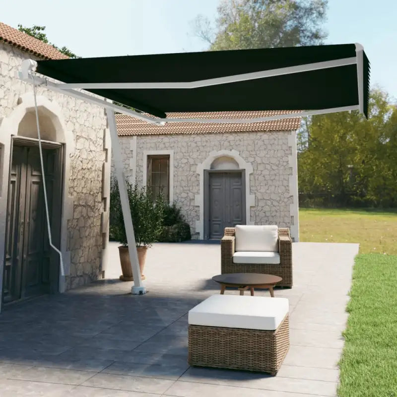 Uitschuifbare luifel met gepoedercoat aluminium voor koele buitenruimte - Antraciet / 400 x 350 cm / 1 - Zonwering