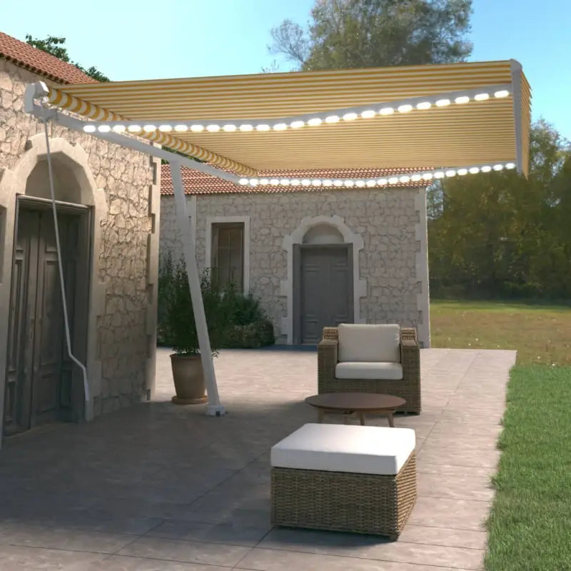 Uitschuifbare luifel met gepoedercoat aluminium voor koele buitenruimte - Geel en wit / 500 x 350 cm / 1 - Zonwering