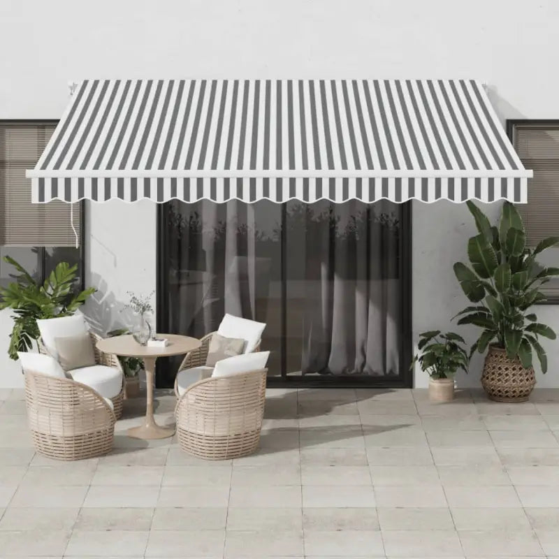 Uitschuifbare luifel met gepoedercoat aluminium voor koele buitenruimtes - Antraciet en wit / 400 x 300 cm / 1