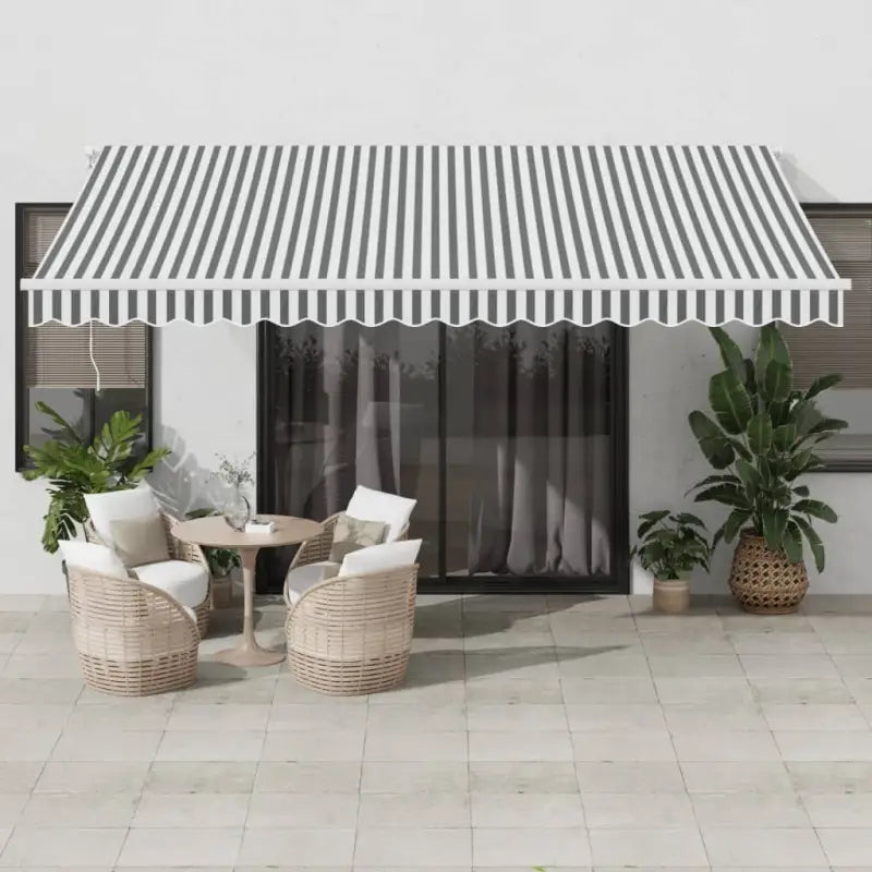 Uitschuifbare luifel met gepoedercoat aluminium voor koele buitenruimtes - Antraciet en zwart / 400 x 300 cm / 1