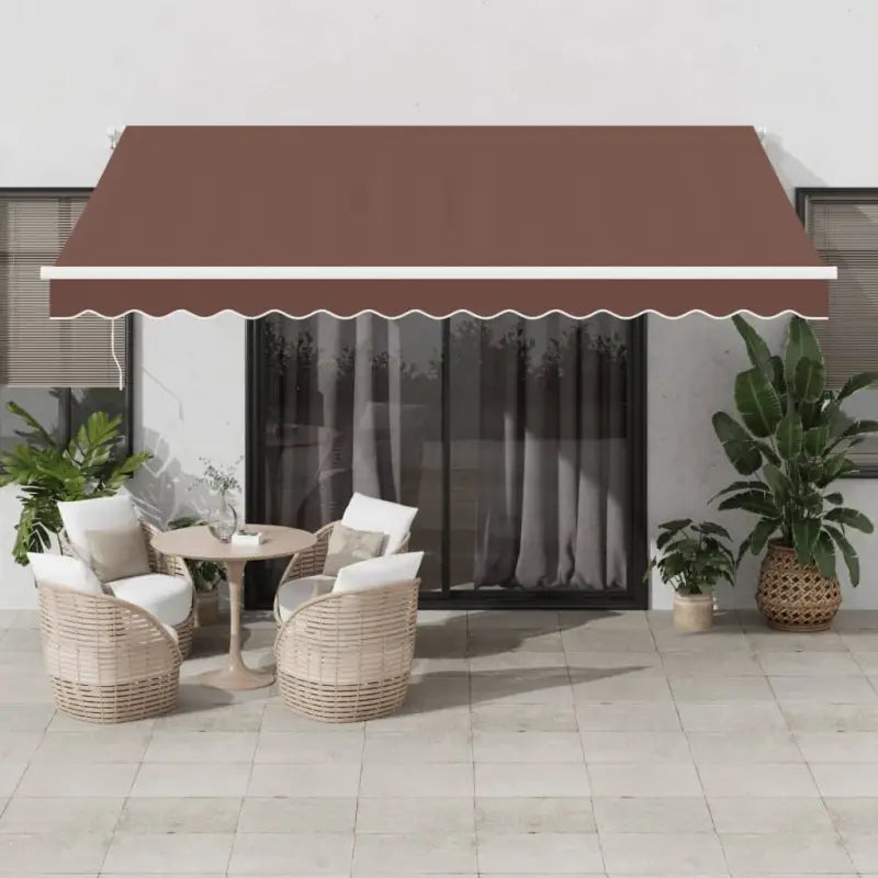 Uitschuifbare luifel met gepoedercoat aluminium voor koelte in je tuin - Bruin en wit / 400 x 350 cm / 1 - Zonwering
