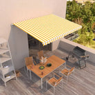 Uitschuifbare luifel met gepoedercoat aluminium voor koelte in je tuin - Geel en wit / 450 x 350 cm / 1 - Zonwering