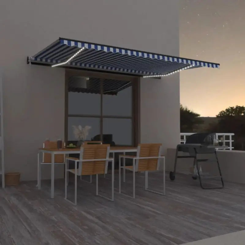 Uitschuifbare luifel met gepoedercoat aluminium voor schaduw en comfort - Blauw en wit / 500 x 350 cm / 1 - Zonwering