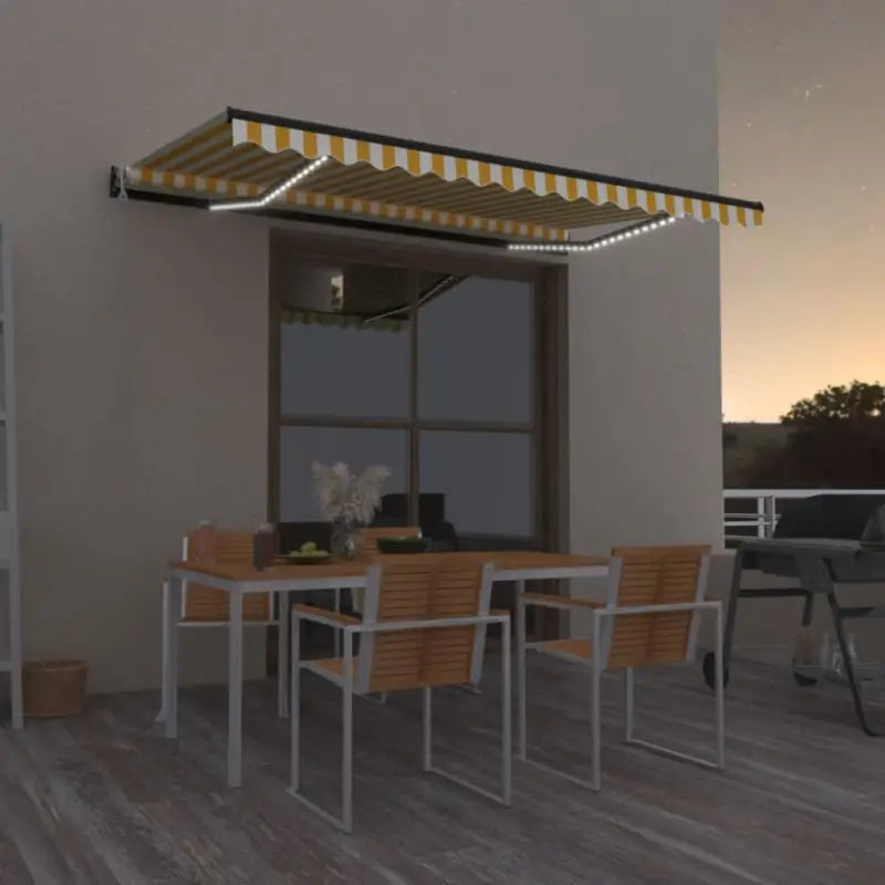 Uitschuifbare luifel met gepoedercoat aluminium voor schaduw en comfort - Geel en wit / 450 x 300 cm / 1 - Zonwering