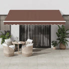 Uitschuifbare luifel van gepoedercoat aluminium voor automatische bescherming - Bruin en wit / 400 x 350 cm / 1