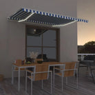 Uitschuifbare luifel van gepoedercoat aluminium voor automatische bescherming - Blauw en wit / 400 x 350 cm / 1