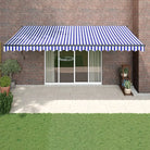 Uitschuifbare luifel van gepoedercoat aluminium voor terras en tuin - Blauw en zwart / 5 x 3 m / 1 - Zonwering