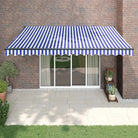 Uitschuifbare luifel van gepoedercoat aluminium voor terras en tuin - Blauw en zwart / 4.5 x 3 m / 1 - Zonwering