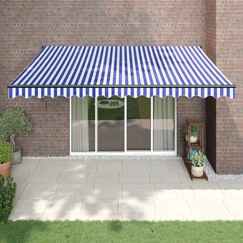 Uitschuifbare luifel van gepoedercoat aluminium voor terras en tuin - Blauw en zwart / 4.5 x 3 m / 1 - Zonwering