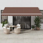 Uitschuifbare luifel van gepoedercoat aluminium voor terras en tuin - Bruin en wit / 450 x 300 cm / 1 - Zonwering