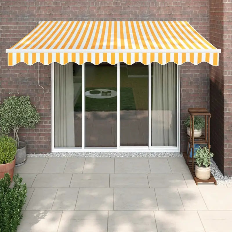 Uitschuifbare luifel van gepoedercoat aluminium voor terras en tuin - Geel en wit / 3 x 2.5 m / 1 - Zonwering