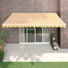 Uitschuifbare luifel van gepoedercoat aluminium voor terras en tuin - Geel en wit / 4.5 x 3 m / 1 - Zonwering
