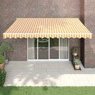Uitschuifbare luifel van gepoedercoat aluminium voor terras en tuin - Geel en wit / 4 x 3 m / 1 - Zonwering