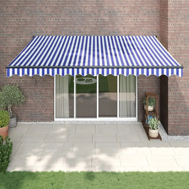 Uitschuifbare luifel van gepoedercoat aluminium voor terras en tuin - Blauw en zwart / 4 x 3 m / 1 - Zonwering