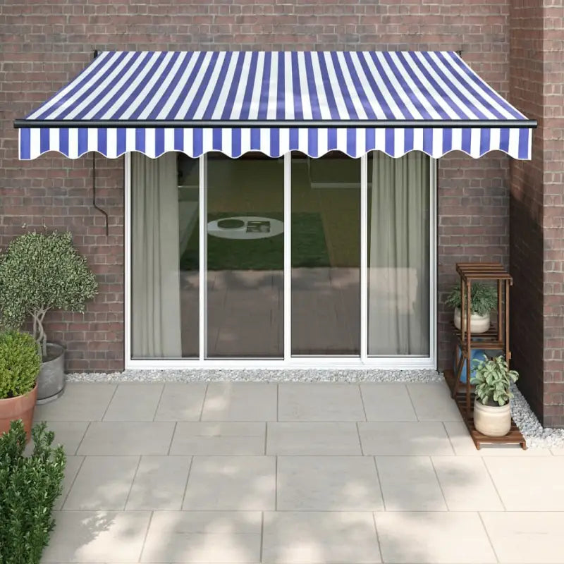 Uitschuifbare luifel van gepoedercoat aluminium voor terras en tuin - Blauw en zwart / 3.5 x 2.5 m / 1 - Zonwering
