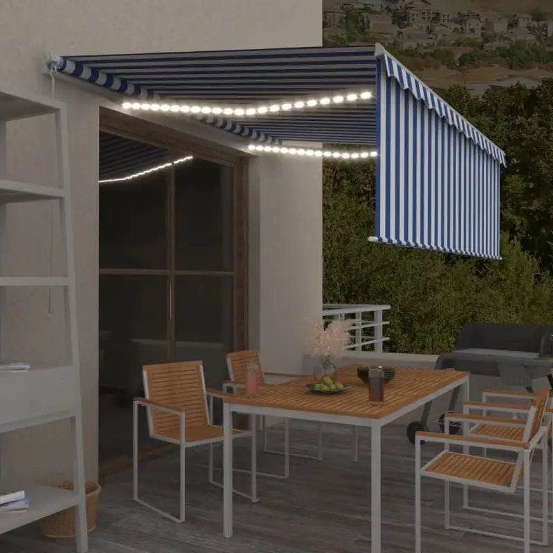 Uitschuifbare Luifel voor Koelere Buitenruimtes - Blauw en wit / 4.5 x 3 m / 1 - Zonwering