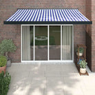 Uittrekbare luifel in gepoedercoat aluminium voor je terras - Blauw en wit (zwart frame) / 3 x 2.5 m / 1 - Zonwering