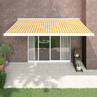 Uittrekbare luifel in gepoedercoat aluminium voor je terras - Geel en wit (wit frame) / 4 x 3 m / 1 - Zonwering