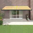 Uittrekbare luifel in gepoedercoat aluminium voor je terras - Geel en wit (zwart frame) / 5 x 3 m / 1 - Zonwering