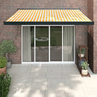 Uittrekbare luifel in gepoedercoat aluminium voor je terras - Geel en wit (zwart frame) / 3 x 2.5 m / 1 - Zonwering