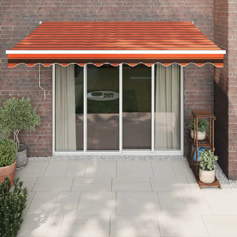 Uittrekbare luifel in gepoedercoat aluminium voor je terras - Oranje en wit / 3.5 x 2.5 m / 1 - Zonwering