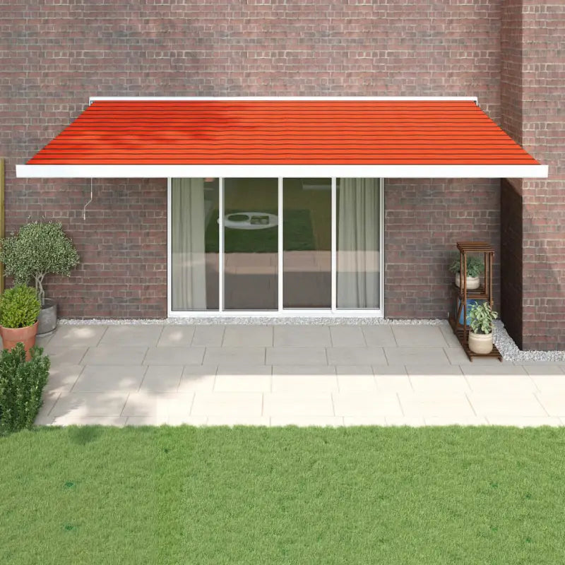 Uittrekbare luifel in gepoedercoat aluminium voor je terras - Oranje en bruin (wit frame) / 5 x 3 m / 1 - Zonwering
