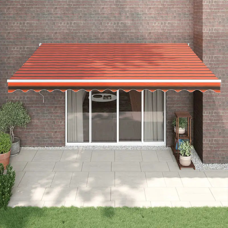 Uittrekbare luifel in gepoedercoat aluminium voor je terras - Oranje en wit / 4 x 3 m / 1 - Zonwering