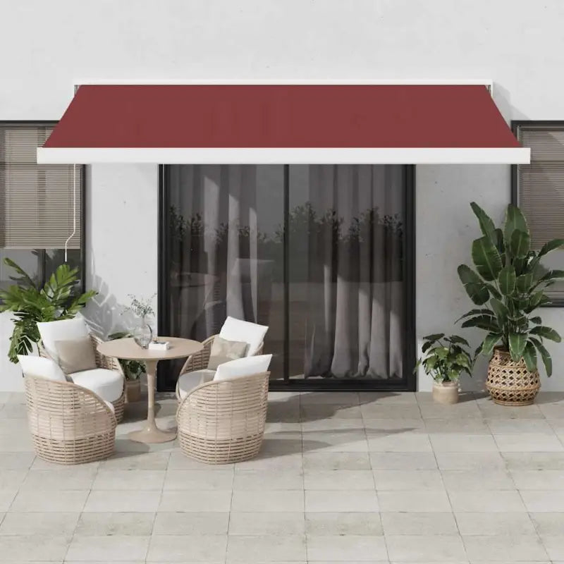 Uittrekbare luifel met aluminium frame voor koele tuinplekken - Bordeauxrood en wit / 400 x 300 cm / 1 - Zonwering