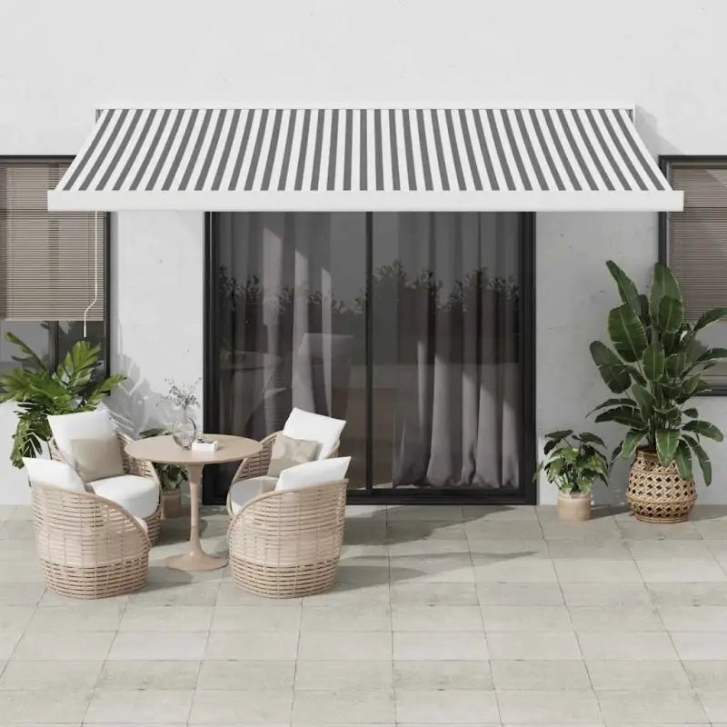 Uittrekbare luifel met aluminium frame voor koele tuinplekken - Antraciet en wit / 400 x 300 cm / 1 - Zonwering
