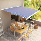 Uittrekbare luifel met aluminium frame voor koele tuinplekken - Blauw en wit / 400 x 300 cm / 1 - Zonwering