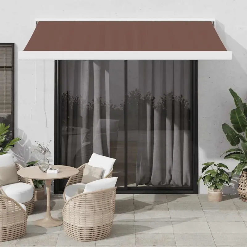 Uittrekbare luifel met aluminium frame voor koele tuinplekken - Bruin en wit / 350 x 250 cm / 1 - Zonwering