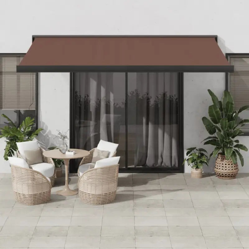 Uittrekbare luifel met aluminium frame voor koele tuinplekken - Bruin / 400 x 300 cm / 1 - Zonwering