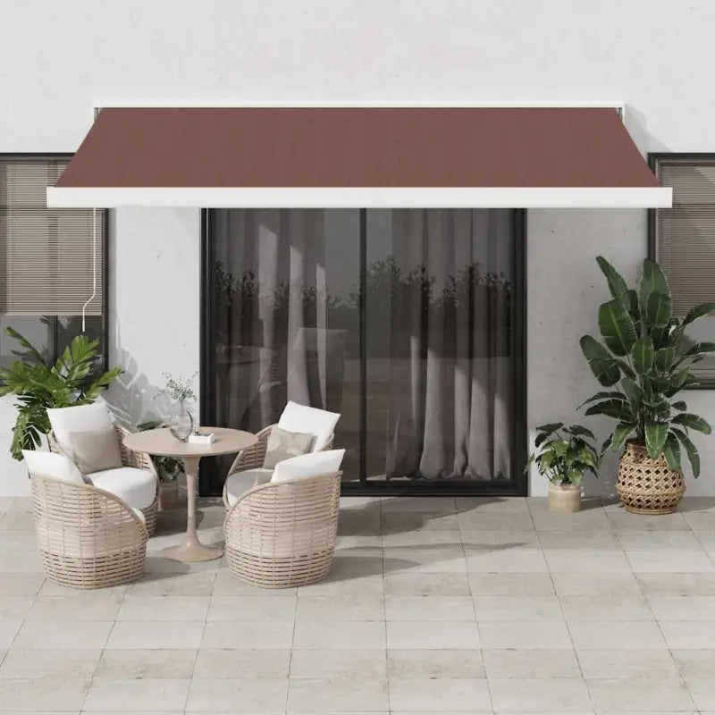 Uittrekbare luifel met aluminium frame voor koele tuinplekken - Bruin en wit / 400 x 300 cm / 1 - Zonwering