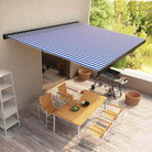 Uittrekbare luifel met aluminium frame voor schaduw en comfort in je tuin - Blauw en wit (grijs frame) / 500 x 300 cm