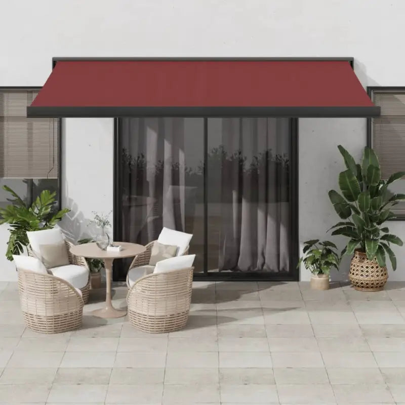 Uittrekbare luifel van gepoedercoat aluminium voor terrasplezier - 1 / Bordeauxrood / 450 x 300 cm - Zonwering