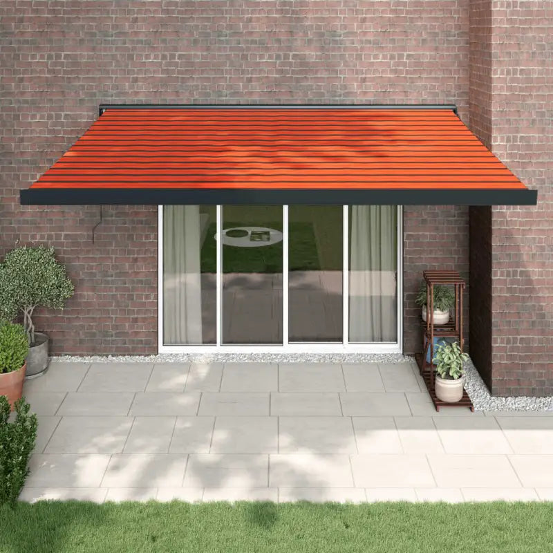 Uittrekbare luifel van gepoedercoat aluminium voor terrasplezier - 1 / Oranje en zwart / 450 x 300 cm - Zonwering