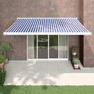 Uittrekbare luifel van gepoedercoat aluminium voor terrasplezier - 1 / Blauw en wit / 400 x 300 cm - Zonwering